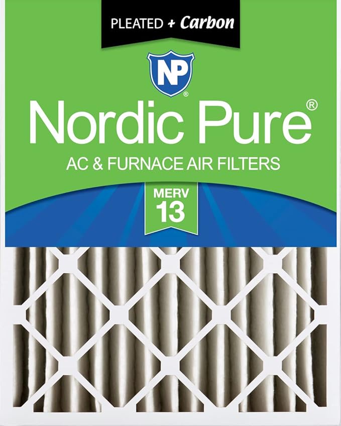 Nordic Pure 20x25x4 (Actual Size: 19 1/2 x 24 1/2 x 3 5/8) Pleated Air Filters MERV 13 Plus Carbon 1 Pack