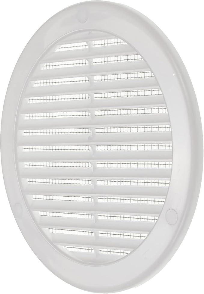 Vent Systems 6" Inch (Opening Dimensions) White Soffit Vent Cover - Plastic Round Air Vent Grille - Built-in Mesh Screen - HVAC Register Louver for Bathroom, Home, Kitchen