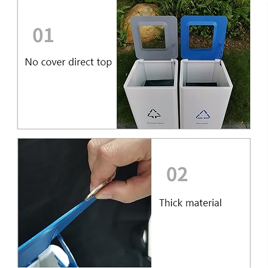 GLigeT Outdoor Trash can White Combined Trash Can Large-Capacity Square Sorting Trash Can Outdoor Direct Throw Trash Can Without Cover, Anti-Fingerprint Technology 48L Trash Can (Size : G)