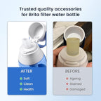 GLACIER FRESH Bite Valve and Bottle Filter Replacement for Brita Water Bottle, 4 Pack Bottle Filter and 2 Pack Silicone Water Bottle Mouthpiece for Brita Stainless Steel and Brita Plastic Water Bottle