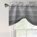 Grey Ombre Wooden Tie Up Valance Curtains for Windows, Kitchen Curtains Window Shades, Farmhouse Retro Gray Wood Gradient Light Filtering Roman Curtain Valances for Bedroom/Bathroom/Cafe 42"x12"