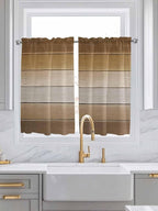 Vintage Brown Gradient Wood Grain Window Valance Curtains, Farmhouse Wood Barn Light Filtering Kitchen Valance with 3-inch Rod Pocket for Living Room Bathroom Bedroom,2 Panel,52x45In