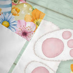 Easter Curtain Valances for Windows, Kitchen Valance Window Treatment, Spring Watercolor Bunny Eggs Wooden Grain Green Light Filtering Block Curtains for Bathroom/Bedroom/Living Room 54'' x 18''