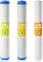 (3 Pack) Max Water Whole House Water Filter Set 20" x 2.5" Slim Blue Cation Resin, GAC Carbon, PP Sediment Water Filters for 20" Slim Blue Whole House Filtration Systems