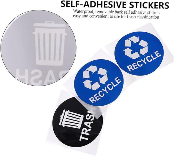 Tofficu 8pcs Hanging Trash Can Stickers Garbage Recycling Decals Material Remind Waste Sorting Habit