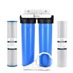 iFilters 2-Stage 20" Well Water Whole House Filtration Complete Commercial Grade System | Removes Sediment, Chlorine, Rust, Odor, Taste, Iron, Heavy Metals | Dual Stage with 1" Ports