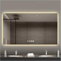 Bathroom Mirror with LED Lights，LED Bathroom Mirror，Smart Lighted Bathroom Mirror for Wall，Energy-Saving LED Smart Mirrors，with Demister Pad，Three-Color Light(H60*W80cm/H23.6*W31.5IN)