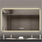Bathroom Mirror with LED Lights，LED Bathroom Mirror，Smart Lighted Bathroom Mirror for Wall，Energy-Saving LED Smart Mirrors，with Demister Pad，Three-Color Light(H70*W90cm/H27.6*W35.4IN)