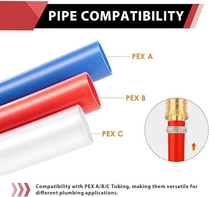 100 PCS EFIELD Pex Barb Crimp Brass Fittings 1/2 inch x 1/2 inch NPT Male Adapters, ASTM F1807,(PEX1807017-100PCS)