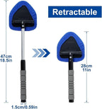 Compatible for Window Scraping Mist Eliminator Microfiber Car Cleaner Telescopic Windshield Cleaning Tools Auto Accessories(Blue)