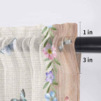 Easter Sheer Valances for Windows 42"x18", Light Filtering Kitchen Curtains Valance, Rustic Gnomes Duck Floral Colorful Eggs Wooden Grain Rod Pocket Chiffon Curtains for Living Room Bedroom Cafe