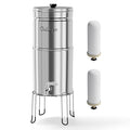 Culligan MaxClear 2.25 Gallon Gravity Water Filter System, Polished Stainless-Steel Countertop Water Filter NSF/ANSI Certified to Reduce Microplastics, Lead & Total PFAS, with 2 Ceramic Filter
