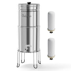 Culligan MaxClear 3 Gallon Gravity Water Filter System, Polished Stainless-Steel Countertop Water Filter NSF/ANSI Certified to Reduce Microplastics, Lead & Total PFAS, with 2 Ceramic Filters