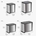 Trash Can Kitchen Large Capacity Foot-Operated Trash Can Double Three Bin Garbage Sorting Garbage Can Rectangular Trash Can with Lid, Brushed Stainless Steel Wastebasket for Office (Silver 30l)