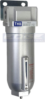 HEAVY DUTY INDUSTRIAL RATED HIGH FLOW PARTICULATE FILTER, IN-LINE WATER TRAP FOR COMPRESSED AIR LINE SYSTEMS, 5 MICRON WITH METAL BOWL (1" NPT, 11oz)