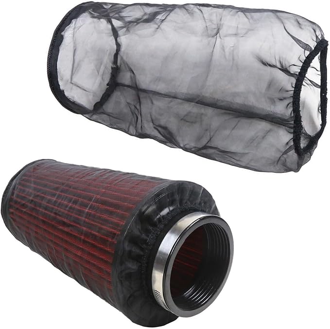 Universal 9 Inch Air Filter Cover, Air Intake Filter Sock Cover, Motorcycle Waterproof Air Filter Rain Sock Dustproof Protective Cover (Filter L), Pack of 2
