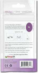 O2 Nose Filters with 3M Filtration - Nasal Screens for Allergies, Dust & Smoke - Drug-Free & Latex-Free Nose Filters - Invisible Allergy Protection (X-Large x 10)