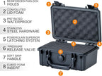 MEIJIA Portable All Weather IP67 Waterproof Protective Case, Hard Case,Camera Case With Customizable Foam,Fit Use of Drones, Cameras,Equipments (Black, 8.12x6.56x3.56inches)