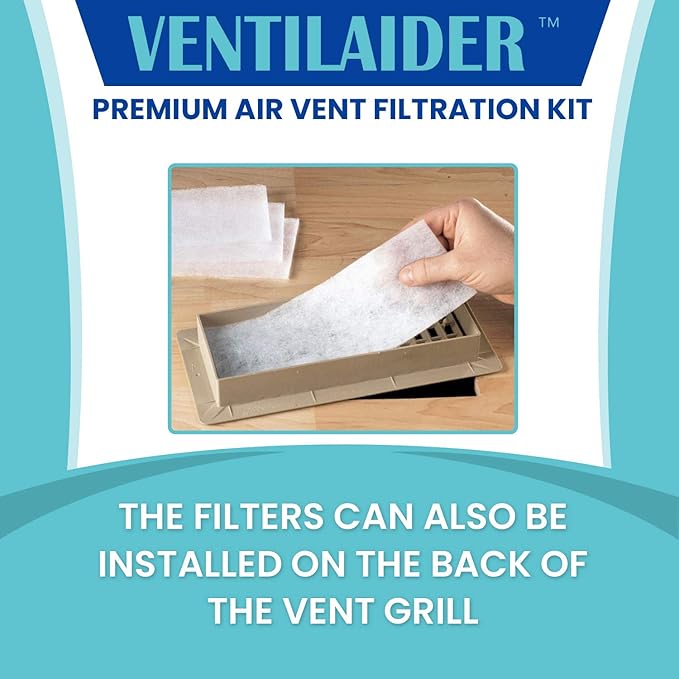 Complete Air Vent Register Filter Set Cut To Fit Any Size 16" x 60" & 50" Velcro Tape, Electrostatic Fabric. Purifies Air, Helps Reduce Allergies From Dusty Ducts, AC Furnace System (2)