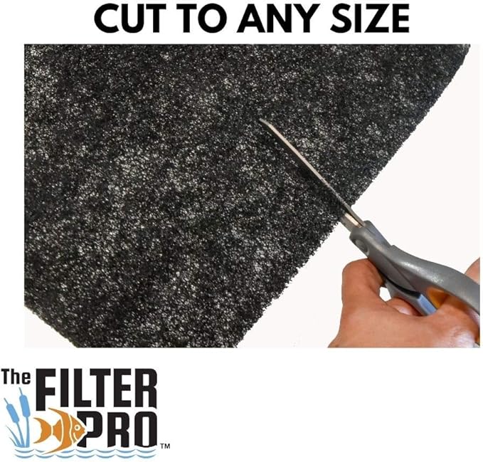 Black Coarse Filter Media, 1.25" Thick, 14" x 56" Roll, Perfect for Aquariums, Ponds or Water Gardens, Made in USA