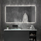 500 X800 mm Illuminated Backlit LED Bathroom Mirror, Wall Mounted Multifunction Bathroom Vanity Mirror with Lights and Demister Pad, Energy-Saving Illuminated Smart Mirror