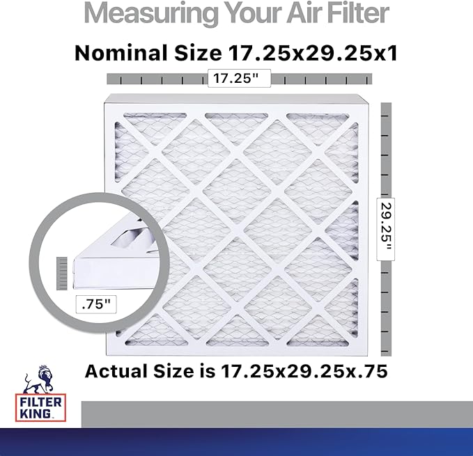 Filter King 17.25x29.25x1 Air Filter | 4-PACK | Carbon MERV 8 HVAC Pleated A/C Furnace Filters | MADE IN USA | Actual Size: 17.25 x 29.25 x .75"