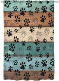 Sheer Curtains 63 Inch Length, Green Brown Paw Print Semi Sheer Curtains Light Filtering Window Treatment, Vintage Farmhouse Country Wooden Grain Privacy Voile Drapes for Living Room 52x63 Inch