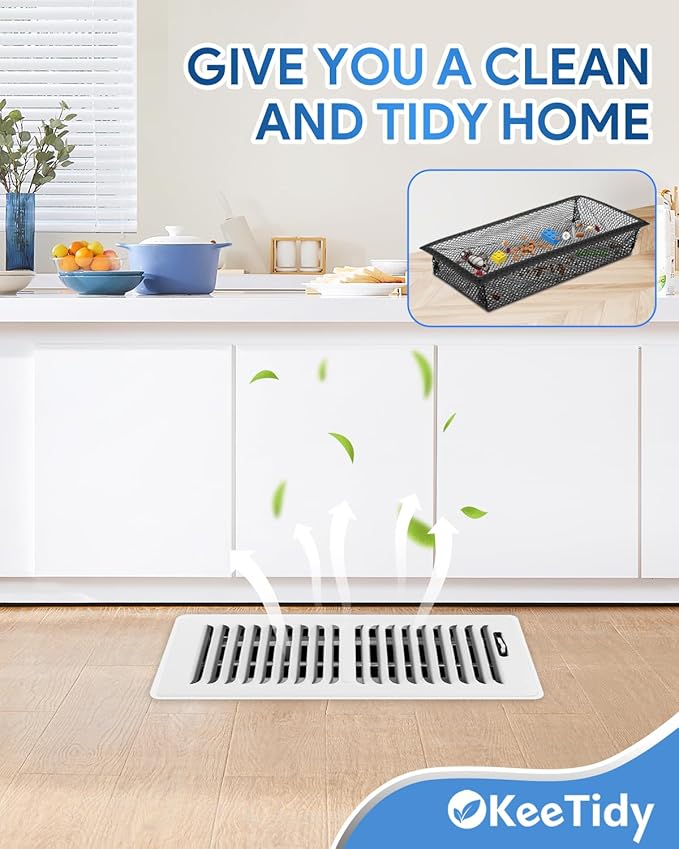 Floor Vent Screen Net, 4" x 12" Air Vent Screen Filter Mesh Catches Toys Snacks Pet Hair and Pet Food, Keeps Bugs Out for Home, 6 Pack