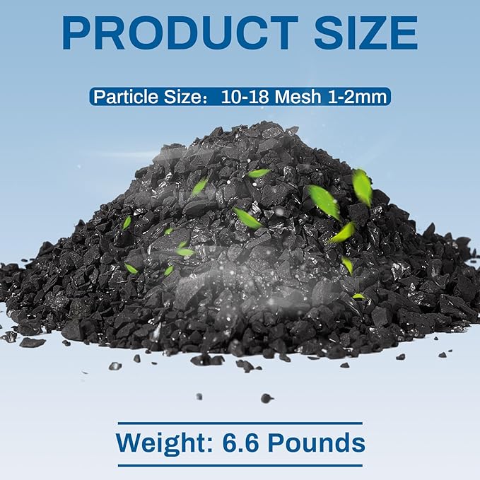 Timgle Bulk Water Air Filter Activated Charcoal Coconut Hull Granular Activated Carbon 10-18 Mesh Water Distiller Charcoal Filters Media for Filtration(6.6 Lbs)