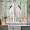 Easter Window Curtains 63 Inch Long 2 Panel Set, Rod Pocket Bedroom Curtains & Drapes, Spring Watercolor Bunny Eggs Wooden Grain Green Light Filtering Window Treatment for Living Room 42"W x 63"L