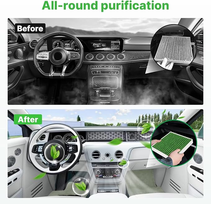 Engine+Cabin Air Filters Set Fit for Ford Bronco 2026 2025 2024 2023 2022 2021 2.3L 2.7L Engine Air Filter Replacement Cabin Air Filter for My Car Automotive Accessories# CF12772 MB3G-9601AA