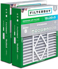 Filterbuy 19x20x5 Air Filter MERV 8 Essential Dust & Allergy Defense (2-Pack), Pleated HVAC AC Furnace Filters for Bryant, Carrier, BDP, Day & Night, and Payne (Actual Size: 19.06 x 19.81 x 4.25)