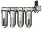 1/2" NPT Industrial (5-Stage) Moisture Removing Particulate Filter and Oil Removing Coalescing Filter and Two Desiccant Air Dryers and Air Pressure Regulator