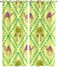 2 Panel Kitchen Cafe Curtains, Desert Sand Camels Sunlight Filtering Nature Air Through, Window Decor Tier Curtains for Living Room 80W x 84L inch Palm Trees Tropical Plants Polka Dot Yellow