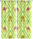2 Panel Kitchen Cafe Curtains, Desert Sand Camels Sunlight Filtering Nature Air Through, Window Decor Tier Curtains for Living Room 104W x 96L inch Palm Trees Tropical Plants Polka Dot Yellow
