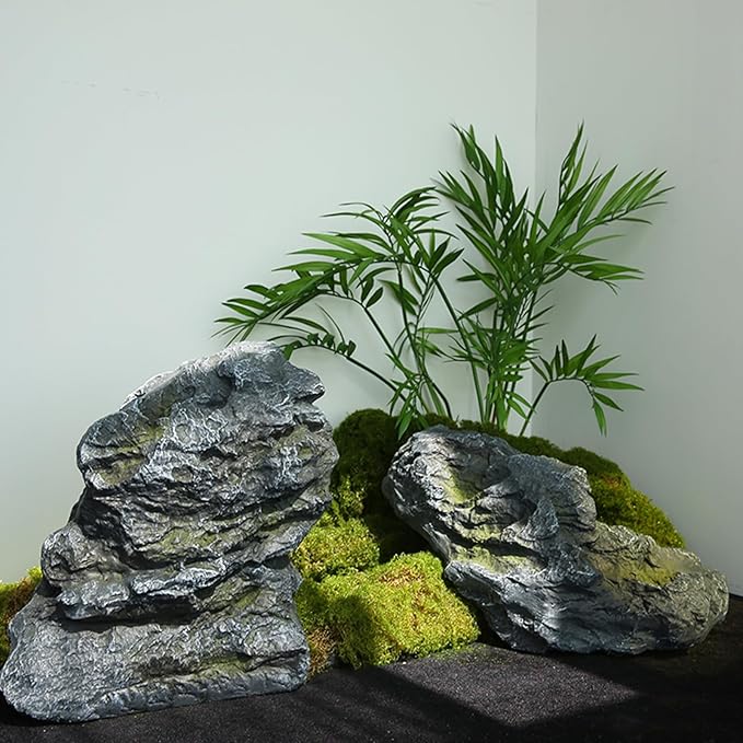 Outdoor Fake Rock Cover Realistic Lightweight Fiberglass Artificial Landscape Boulder Enclosure Protection Dome for Well Pump Septic Tank Electrical Boxes R (U)