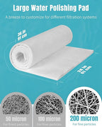 Pawfly 200 Micron Fine Aquarium Polishing Filter Pad, High Density Filter Media Pad for Ponds & Sumps, 36 x 24 Inch Cut-to-Fit Aquarium Filter Floss, Water Polishing Pad for Fish Tank Filters