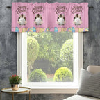 Pink Easter Curtain Valances for Windows, Kitchen Valance Window Treatment, Easter Bunny Eggs Spring Cartoon Farmhouse Wood Grain Light Filter Block Curtains for Bathroom/Bedroom/Living Room 42''x12''