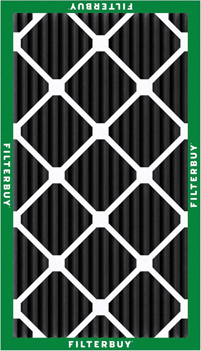 Filterbuy 14x25x1 Air Filter MERV 10 Odor & Allergy Defense with Activated Carbon (3-Pack), Electrostatic Pleated HVAC AC Furnace Filters Replacement, Made in USA (Actual Size: 13.50 x 24.50 x 0.75)