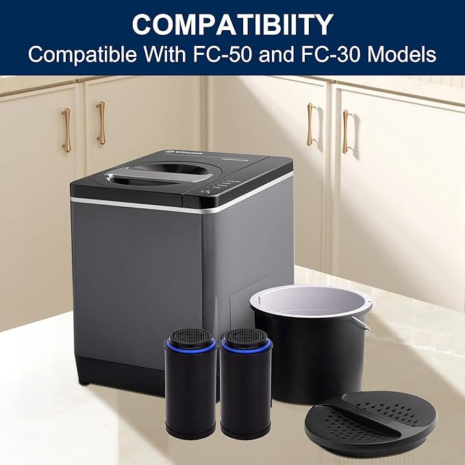 FC-50 Replacement Filters Compatible with Vitamix Foodcycler FC-50, FC-30 Models, Activated Carbon Odor Absorbing Filter, Compost Bin Odor Eliminator for Kitchen (6 Packs)