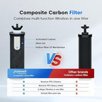 Purewell 3-Stage 0.01μm Ultra-Filtration Gravity Water Filter System, 304 Stainless Steel Countertop System with 2 Filters, Metal Water Level Spigot and Stand, Reduce 99% Chlorine, 2.25G, PW-OB-K