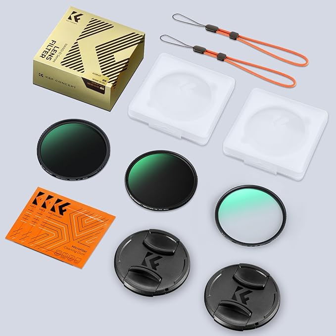 K&F CONCEPT 49mm CPL MCUV ND1000 Lens Filter 2 Lens Caps Kits Waterproof Polarizing + UV Protection + Fixed Neutral Density Camera Lens Filter with 24 Layer Coatings