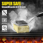GRILLART Grill Brush Bristle Free. Upgraded BBQ Replaceable Cleaning Head, Seamless-Fitting Scraper Tools for Cast Iron/Stainless-Steel Grates Griddle, Safe Barbecue Grill Cleaner-Black