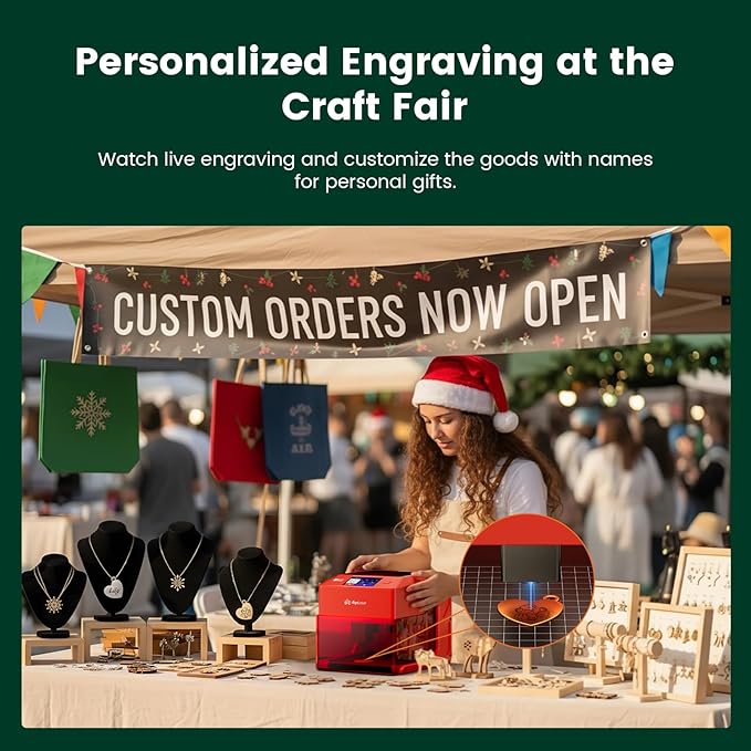 AlgoLaser 3W Laser Engraver Machine: Portable & Smart with 3.5" Touch Screen, Hand Drawing/Wireless/SD Card/Offline Engraving, AlgoOS 2.0 Self Developed System for Wood, Acrylic, Leather