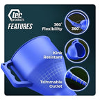 TEC Products FlexAll Long Flexible Funnels - Automotive Oil Funnel with Hose, Durable Nitrile Rubber for Oil Change, Transmission Funnel Fluid, Diesel, Fuel, Gas - Made in USA - Blue (12 x 4 Inches)