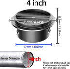 4" in Heavy Duty Thickened 304 Stainless Steel Air Vent Cover Louvered Grille Cover Vent Hood Flat Ducting Ventilation Air Vent Wall Air Outlet with Fly Screen Mesh for House (4inch-100mm Flat Black)