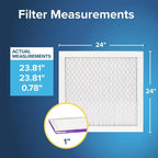 Filtrete 24x24x1 AC Furnace Air Filter, MERV 12, MPR 1500, CERTIFIED asthma & allergy friendly, 3 Month Pleated 1-Inch Electrostatic Air Cleaning Filter, 6-Pack (Actual Size 23.81x23.81x0.78 in)