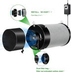 MELONFARM 4 inch Air Carbon Filter Smelliness Control with Australia Virgin Charcoal, Built-in 14cm Fan Low Nois and Speed Controller for Inline Duct Fan, Grow Tent, Vent Cover & Pre-Filter Included