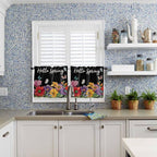 Spring Flowers Half Window Curtains 24 Inches Long, Watercolor Country Colorful Floral Black Window Treatment Curtain Drapes, Short Curtains Tiers for Kitchen Over Sink, 27.5"x24", 2 Panels