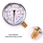 MEASUREMAN Pressure Gauge 1/4 NPT, 0-100psi/kPa Glycerin Filled Pressure Gauge with 2.5 Inch Dial Size and 304 Stainless Steel Case (0-100 psi, Lower Mount)